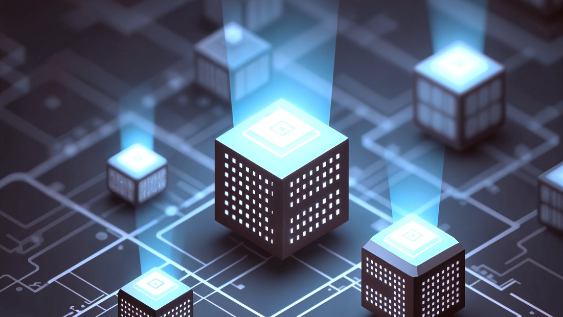 An isometric grid of glowing nodes linked by circuit traces — the orchestrated AI toolchain the project is built on