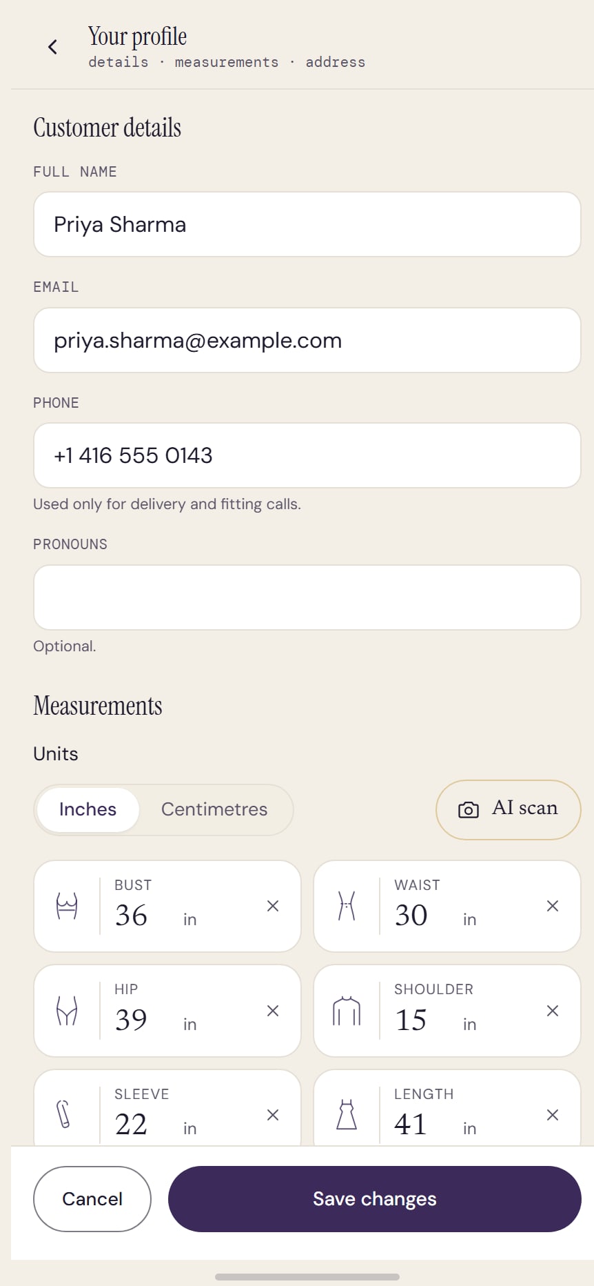 Aura profile and measurements