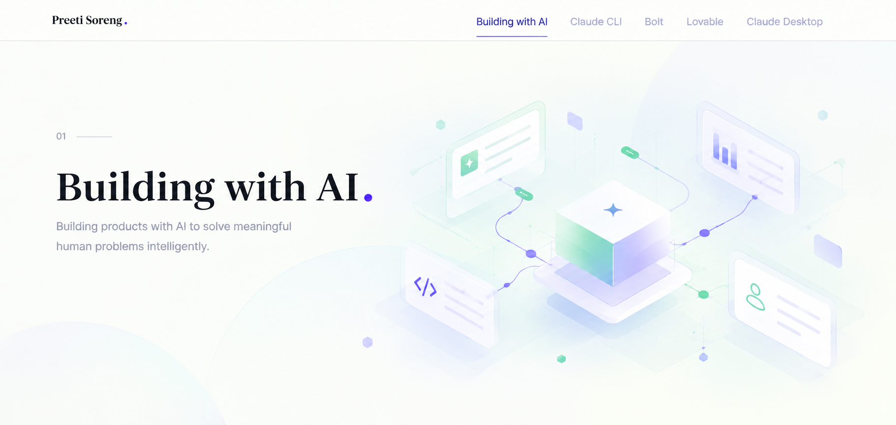 Building with AI — an isometric network of connected AI product interfaces