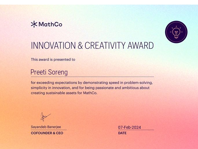 Innovation & Creativity Award — MathCo
