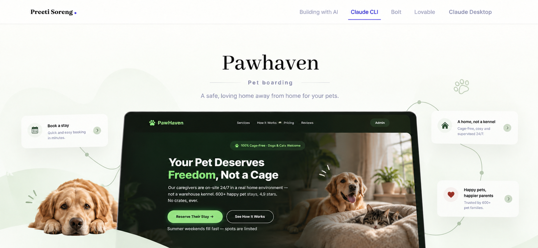 Pawhaven — pet boarding product case study cover